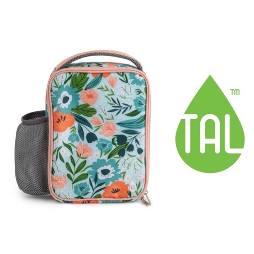 Tal | Blue & Coral Insulated Lunch Box with Hydration Pocket | Kids Lunchbag